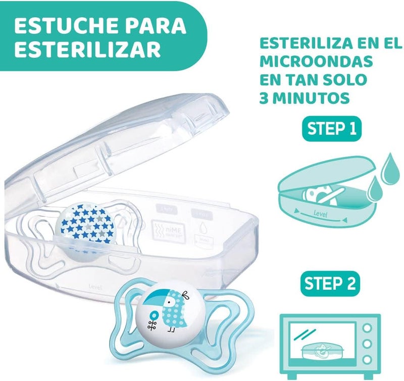 Chicco PhysioForma® Light Silicone Soother 16-36m 2Pcs, Glow/Lumi (Mixed: CLOSED EYES - BOATS) - Image 2